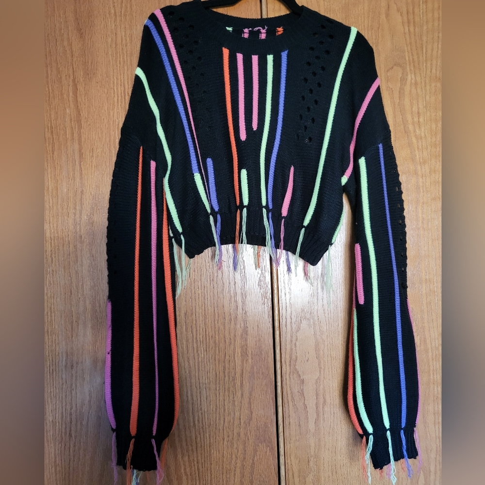 Micas Multicolor Cropped Sweater Size L